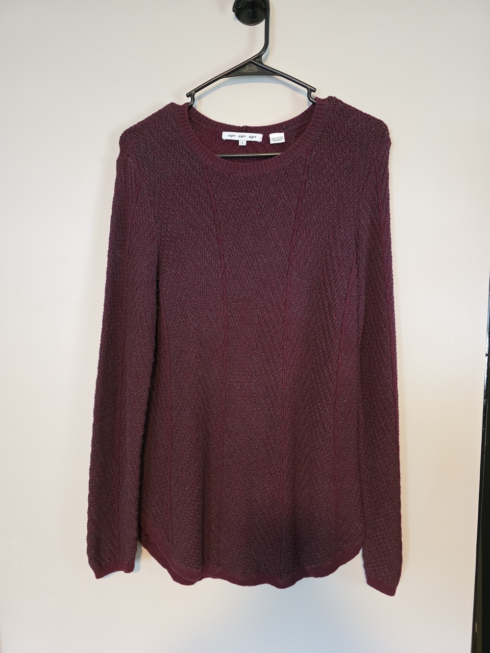 eight eight eight Burgundy and Charcoal Marled Crewneck Sweater